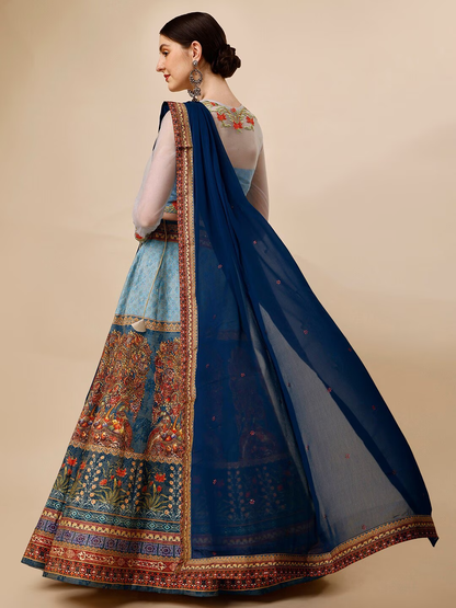 Embroidered Thread Work Ready to Wear Lehenga & Blouse With Dupatta