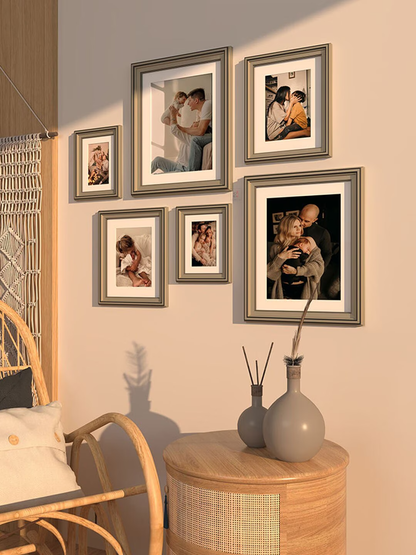 6-Pcs Grey Wooden Photo Frames