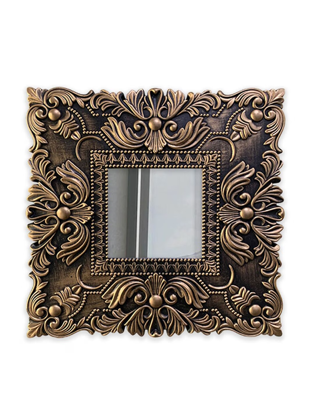3 Pieces Brown Square Framed Decorative Mirror Wall Hangings