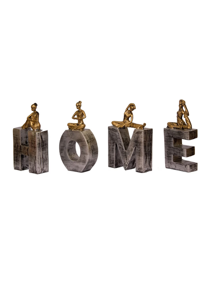 Gold & Silver-Toned Decorative Showpiece Home Sign Symbol With Attached Yoga Lady