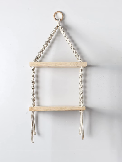 Beige 2 Tier Macrame Wall Hanging Planters