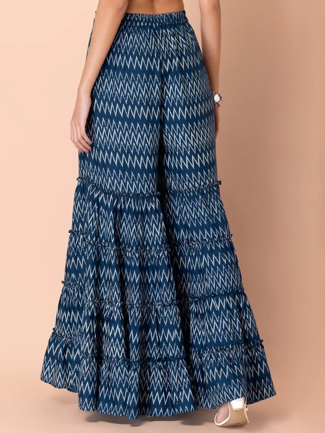 Indigo Chevron Tiered Sharara Pants