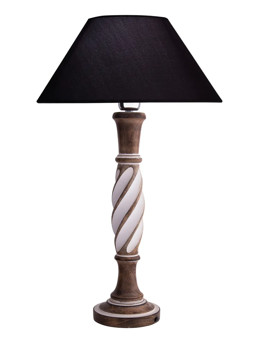 Antique Twister Wooden Table Lamp Black