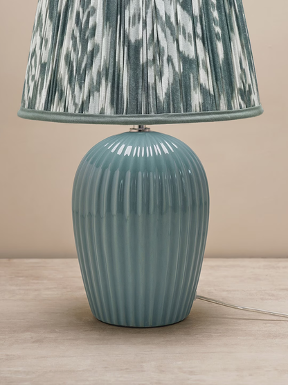 Blue Ribbed Ceramic Table Lamp Stand