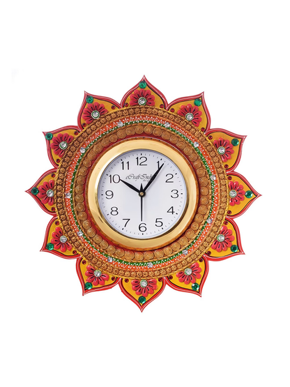 White Dial Floral Handcrafted Analogue Wall Clock