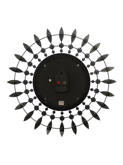 Black & Silver-Toned Embellished Contemporary Wall Clock