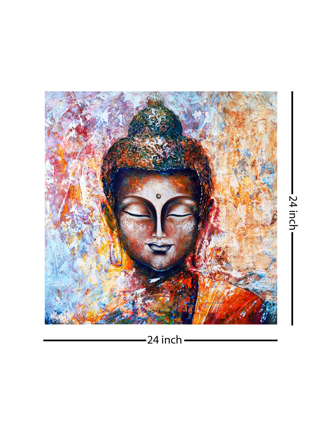 Brown & Multicoloured Hand-Painted Buddha Face Wall Painting