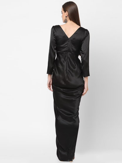 Black Satin Maxi Dress