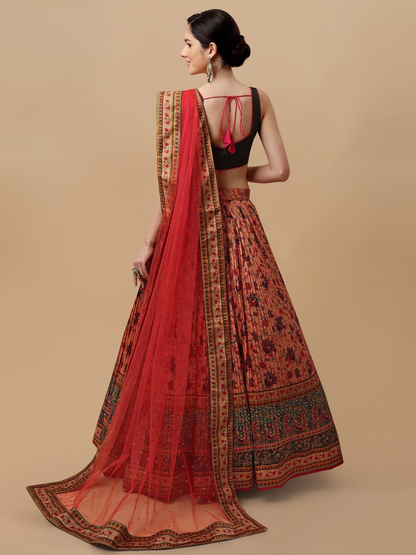 Printed Kalamkari Ready to Wear Lehenga & Blouse With Dupatta