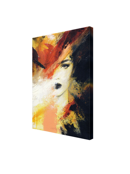 Brown & Black Abstract Lady Canvas Painting Framed Wall Art