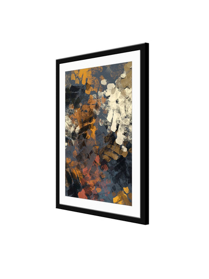 Grey & Orange Abstract Painting Printed Framed Wall Art