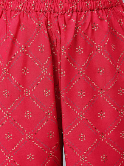 Women Pink Kurta with Palazzos & Dupatta