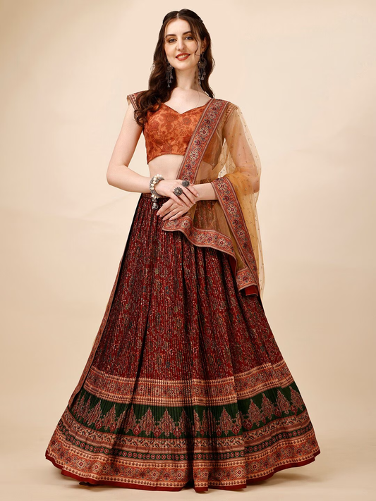 Printed Ready to Wear Lehenga & Blouse With Dupatta