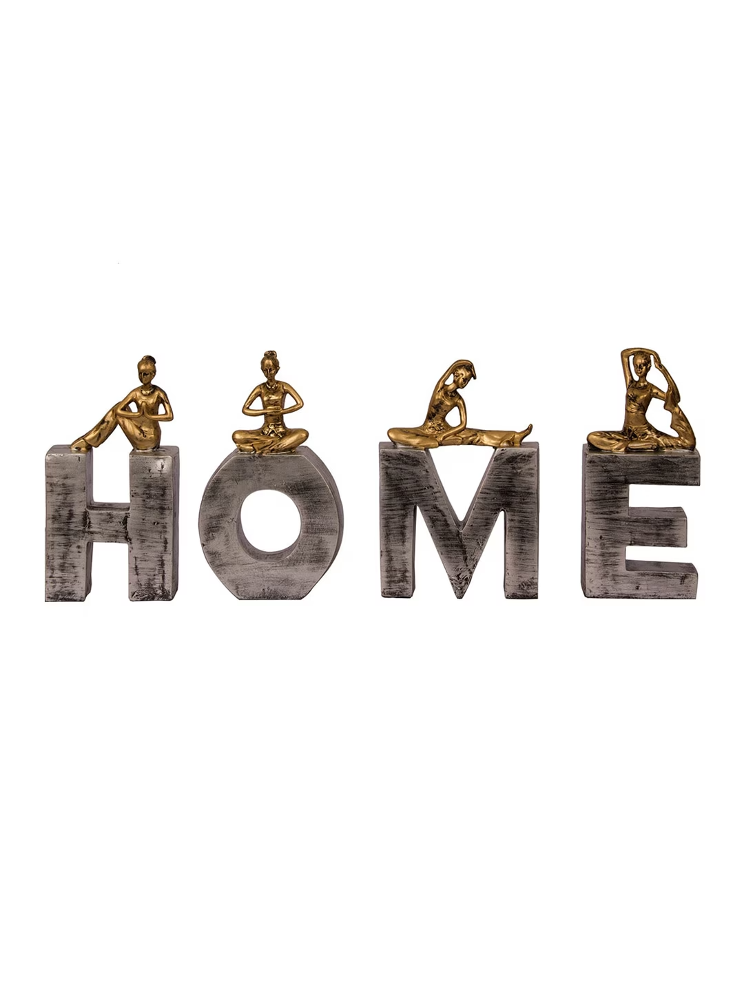 Gold & Silver-Toned Decorative Showpiece Home Sign Symbol With Attached Yoga Lady