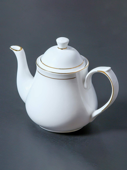 White Solid Indian Ceramic Fine Bone China Tea Kettle