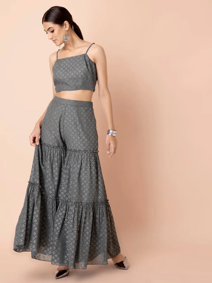 Boota Foil Tiered Sharara Pants