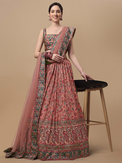 Printed Kalamkari Ready to Wear Lehenga & Blouse With Dupatta