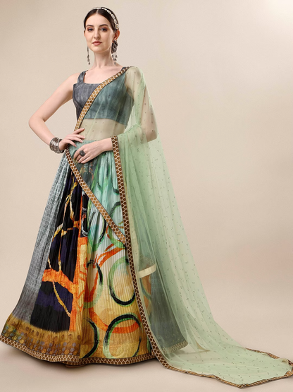 Printed Ready to Wear Silk Lehenga & Blouse With Dupatta