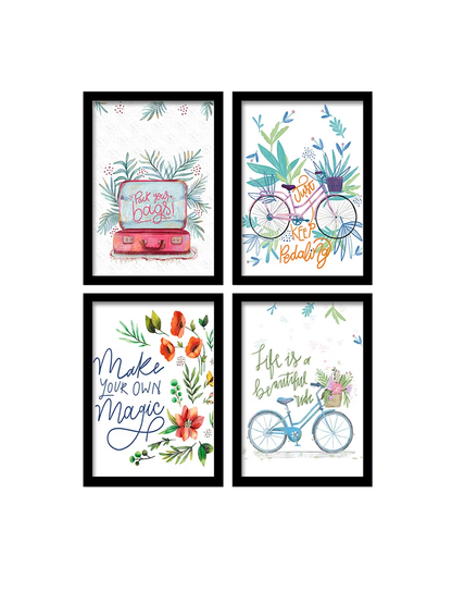 Set of 4 White Motivational Quotes Digital Art Print