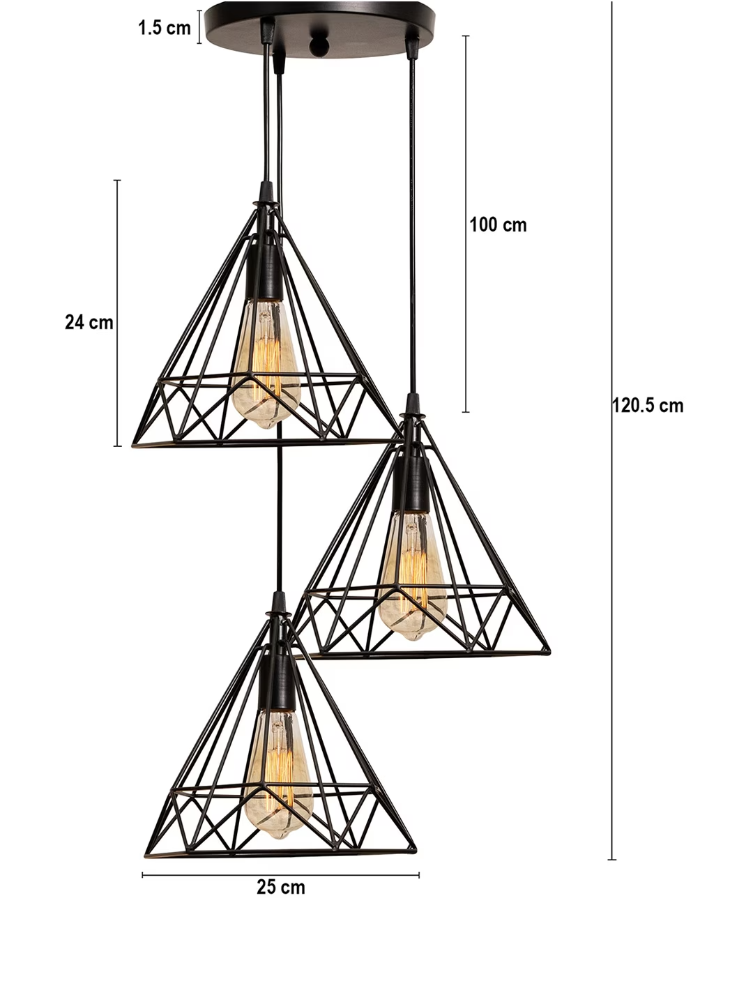 Black Set Of 3 Lights Cluster Chandelier Diamond Hanging Ceiling Lamp