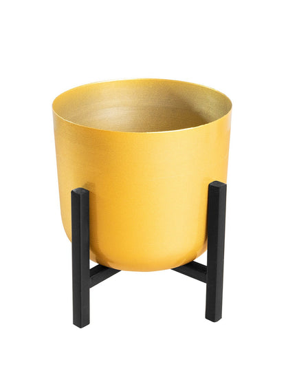 Set Of 2 Gold-Toned Solid Pot Planters