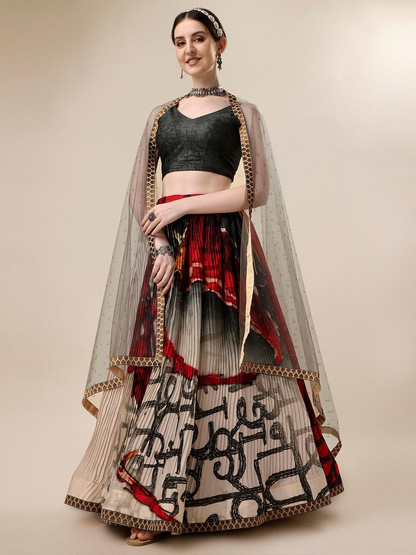 Printed Ready to Wear Silk Lehenga & Blouse With Dupatta