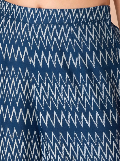 Indigo Chevron Tiered Sharara Pants