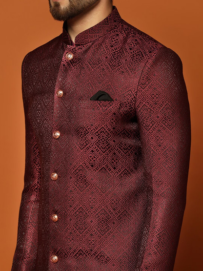 Self-Design Cotton Sherwani Set