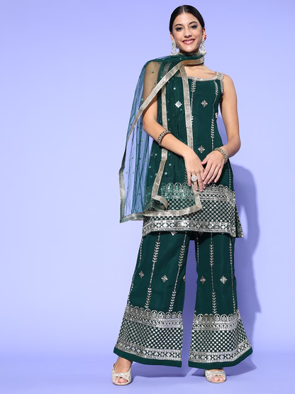 Women Striped Poly Georgette Hyper Texture Sharara