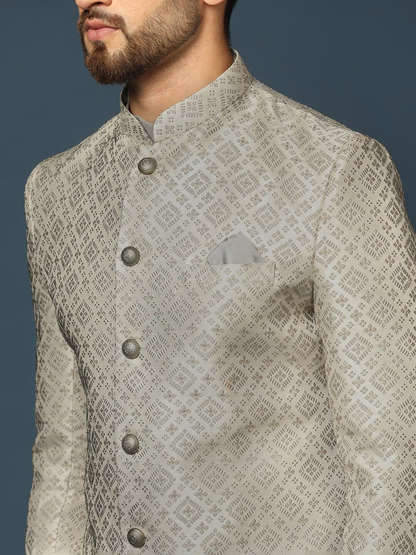 Woven-Design Cotton Sherwani Set