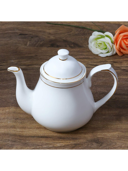 White Solid Indian Ceramic Fine Bone China Tea Kettle