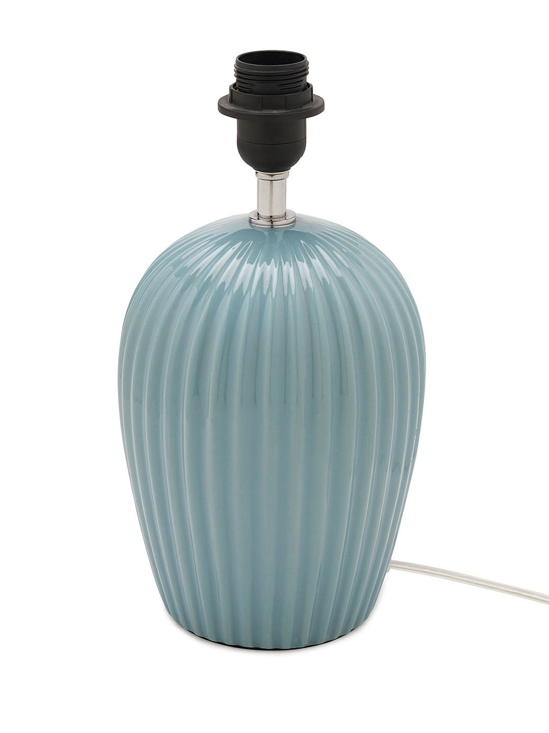 Blue Ribbed Ceramic Table Lamp Stand