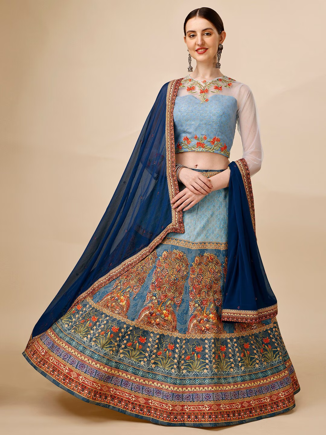 Embroidered Thread Work Ready to Wear Lehenga & Blouse With Dupatta