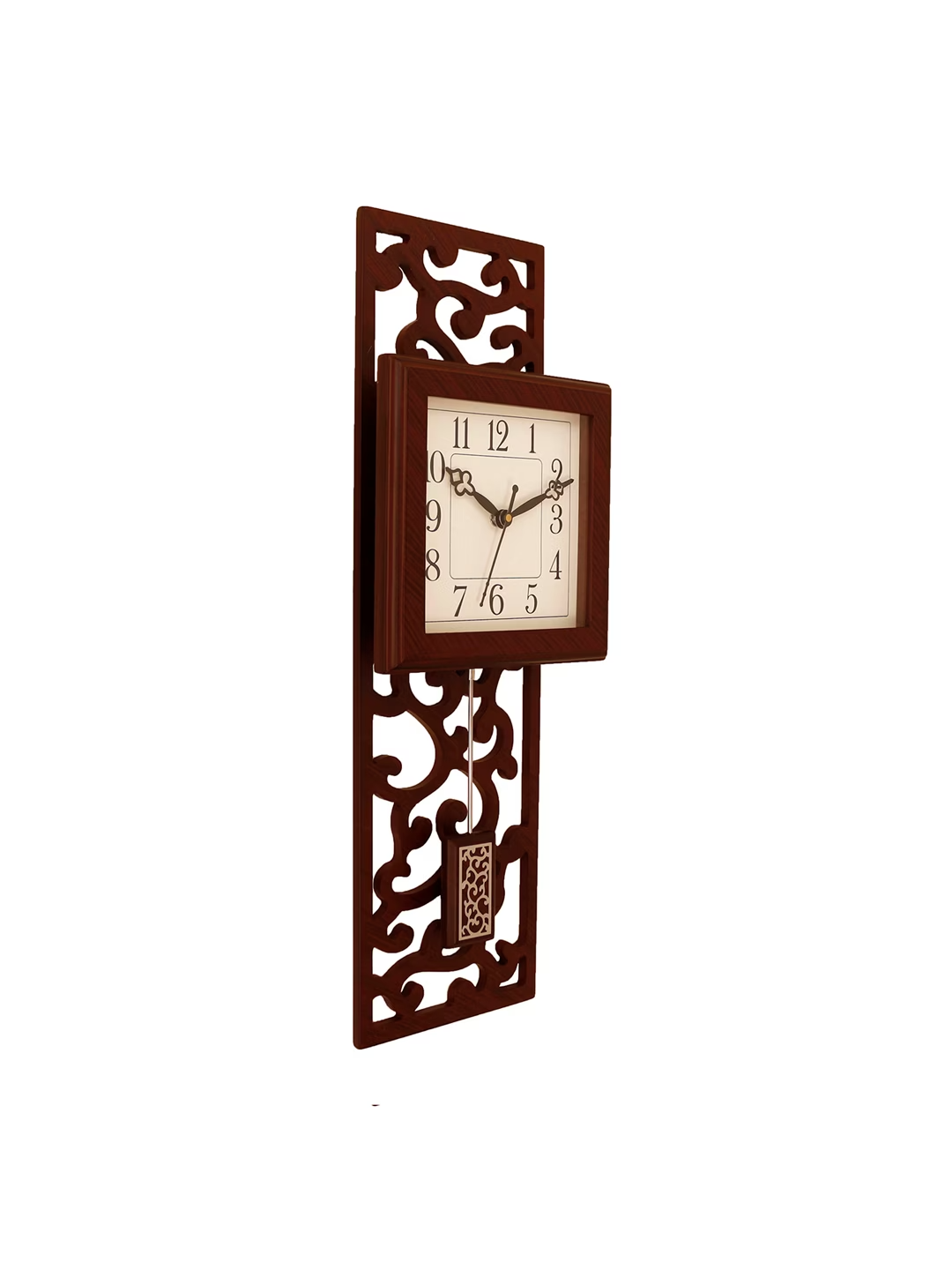 Brown Handcrafted Square Textured Analogue Wall Clock