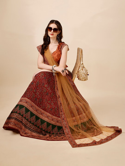 Printed Ready to Wear Lehenga & Blouse With Dupatta