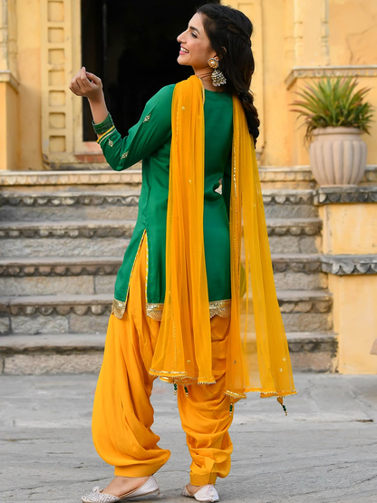 Mirror Work Gotta Patti Kurti with Patiala & Dupatta