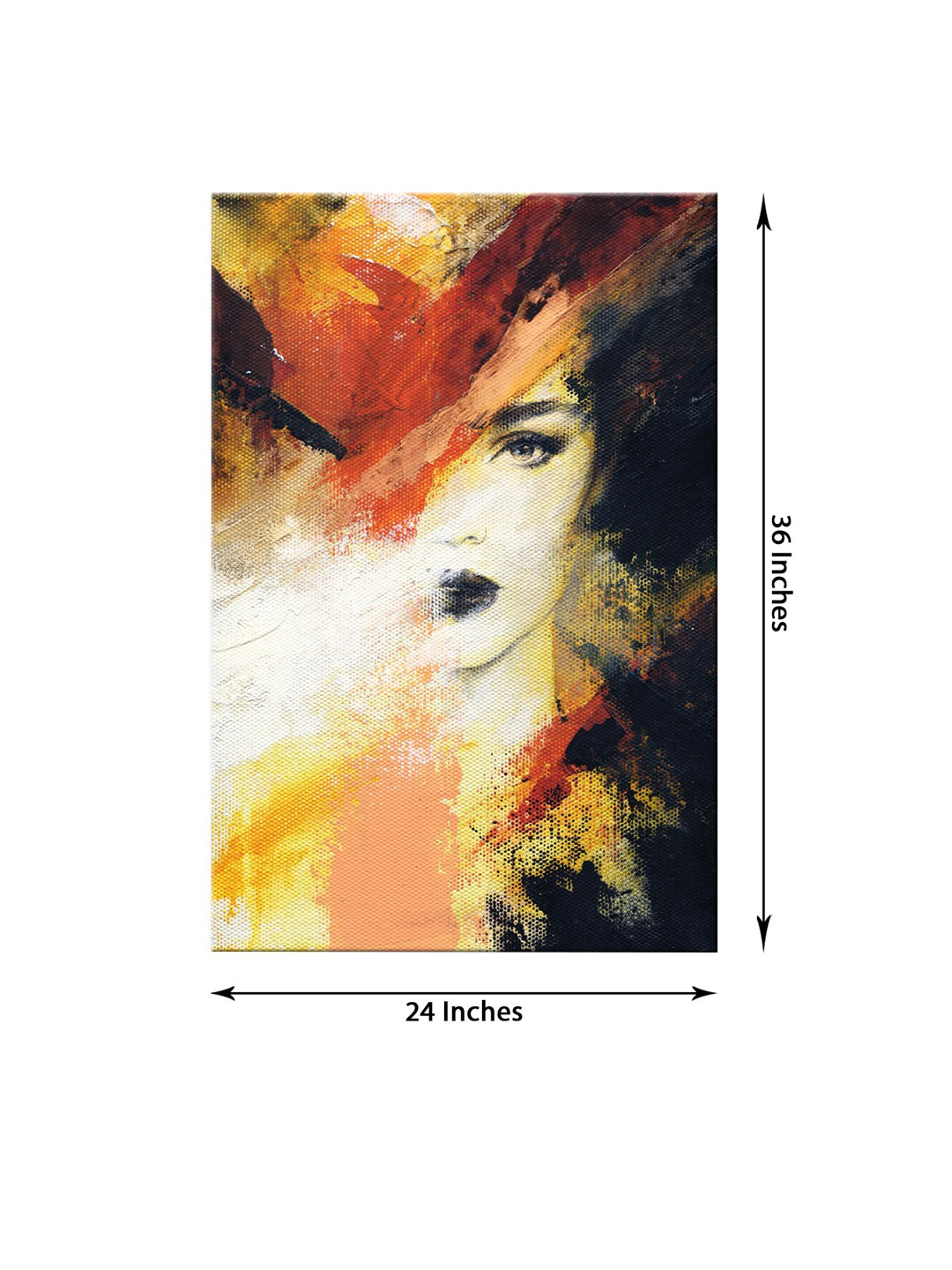 Brown & Black Abstract Lady Canvas Painting Framed Wall Art