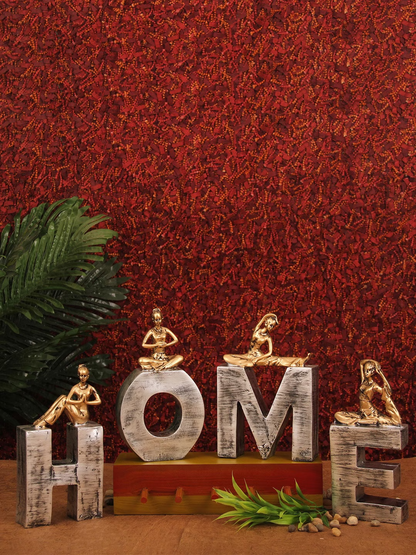 Gold & Silver-Toned Decorative Showpiece Home Sign Symbol With Attached Yoga Lady