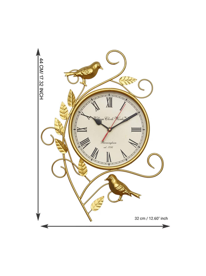 Gold-Toned & White Embellished Vintage Wall Clock