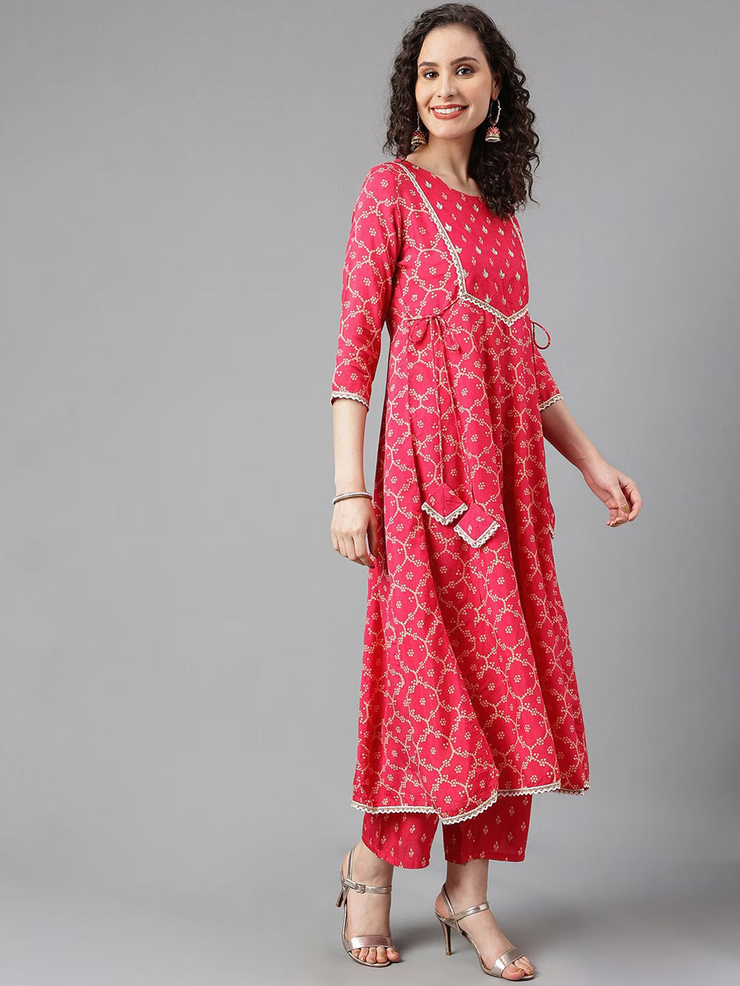 Bandhani Printed Gotta Patti Kurta with Palazzos & Dupatta