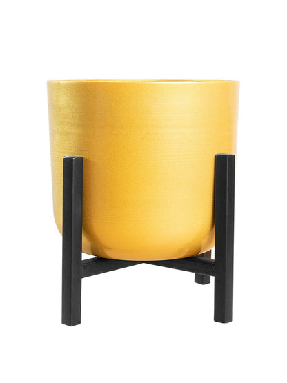 Set Of 2 Gold-Toned Solid Pot Planters