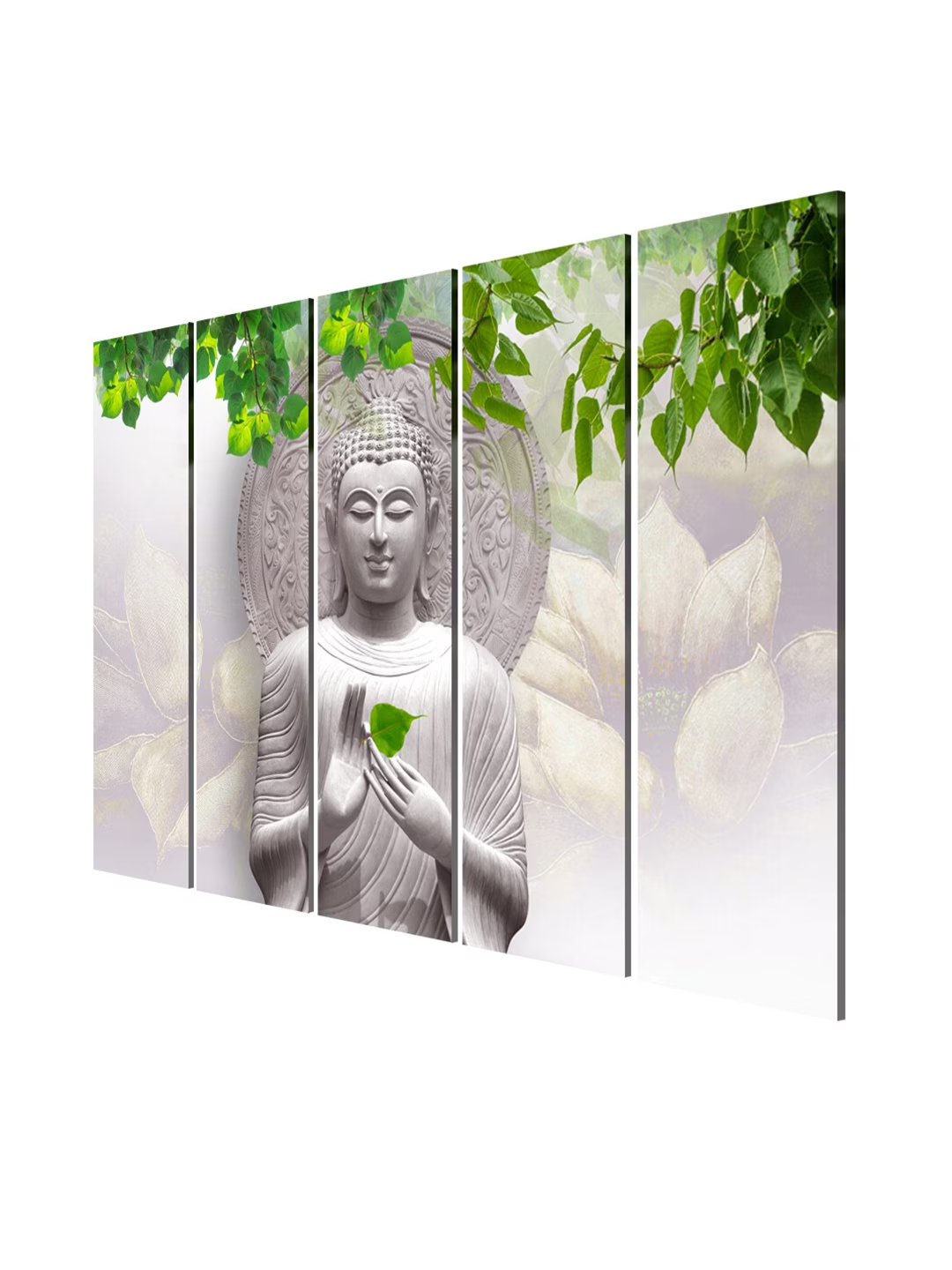 Set Of 5 White & Green The Blessing Buddha Wall Art Frames