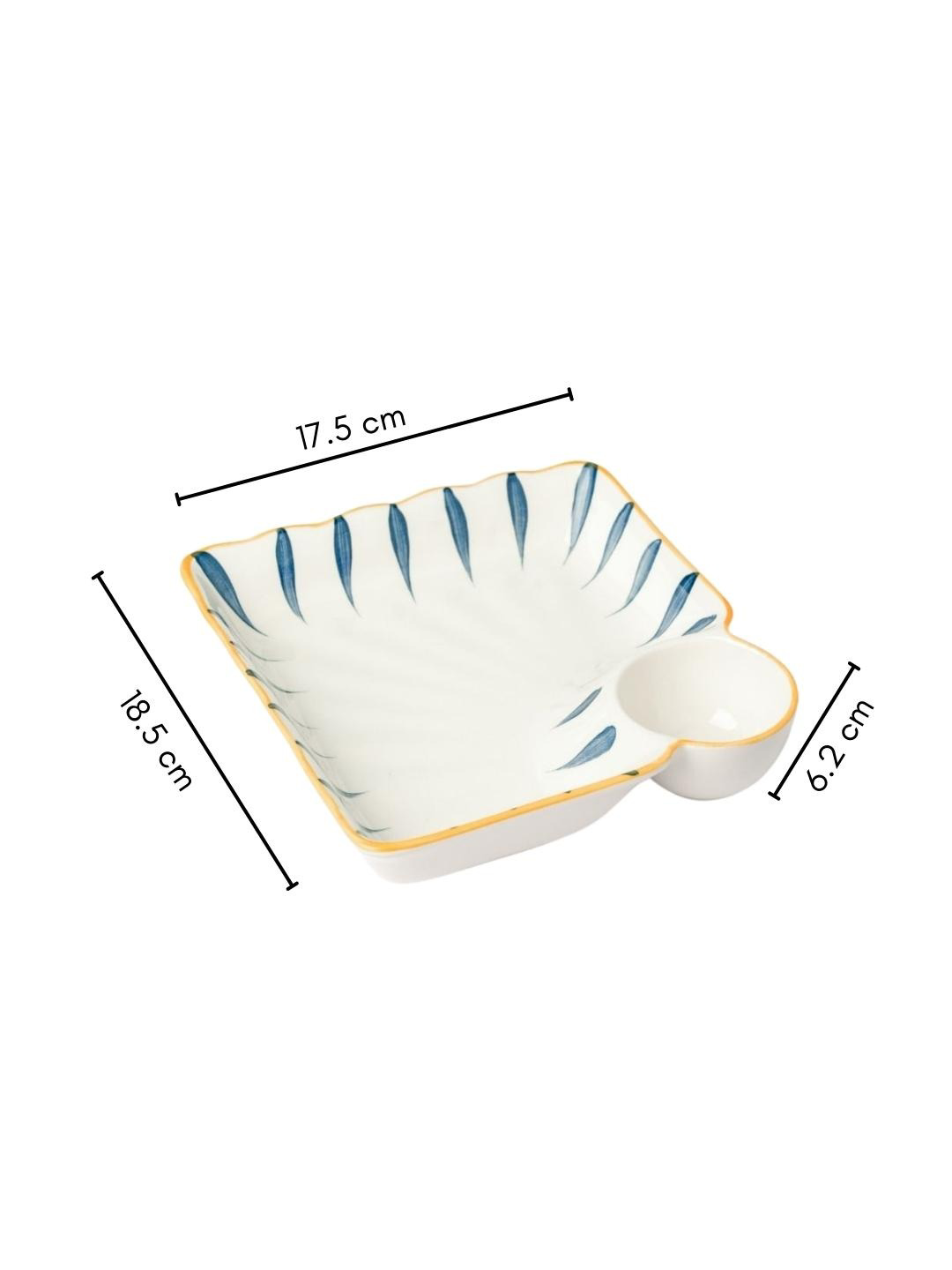 White & Blue Microwave safe Printed Ceramic Matte Plates