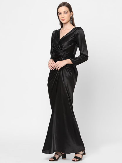 Black Satin Maxi Dress