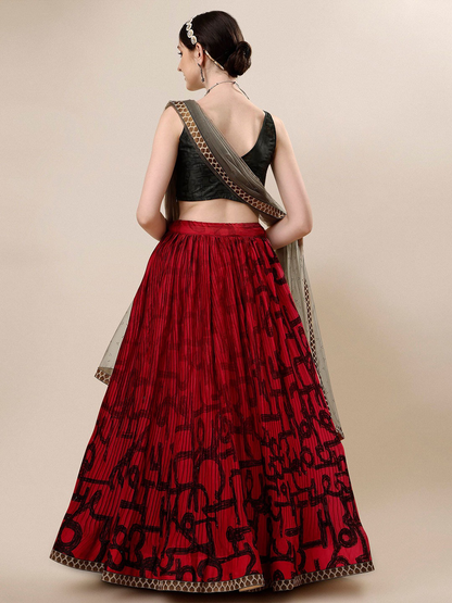 Printed Ready to Wear Silk Lehenga & Blouse With Dupatta