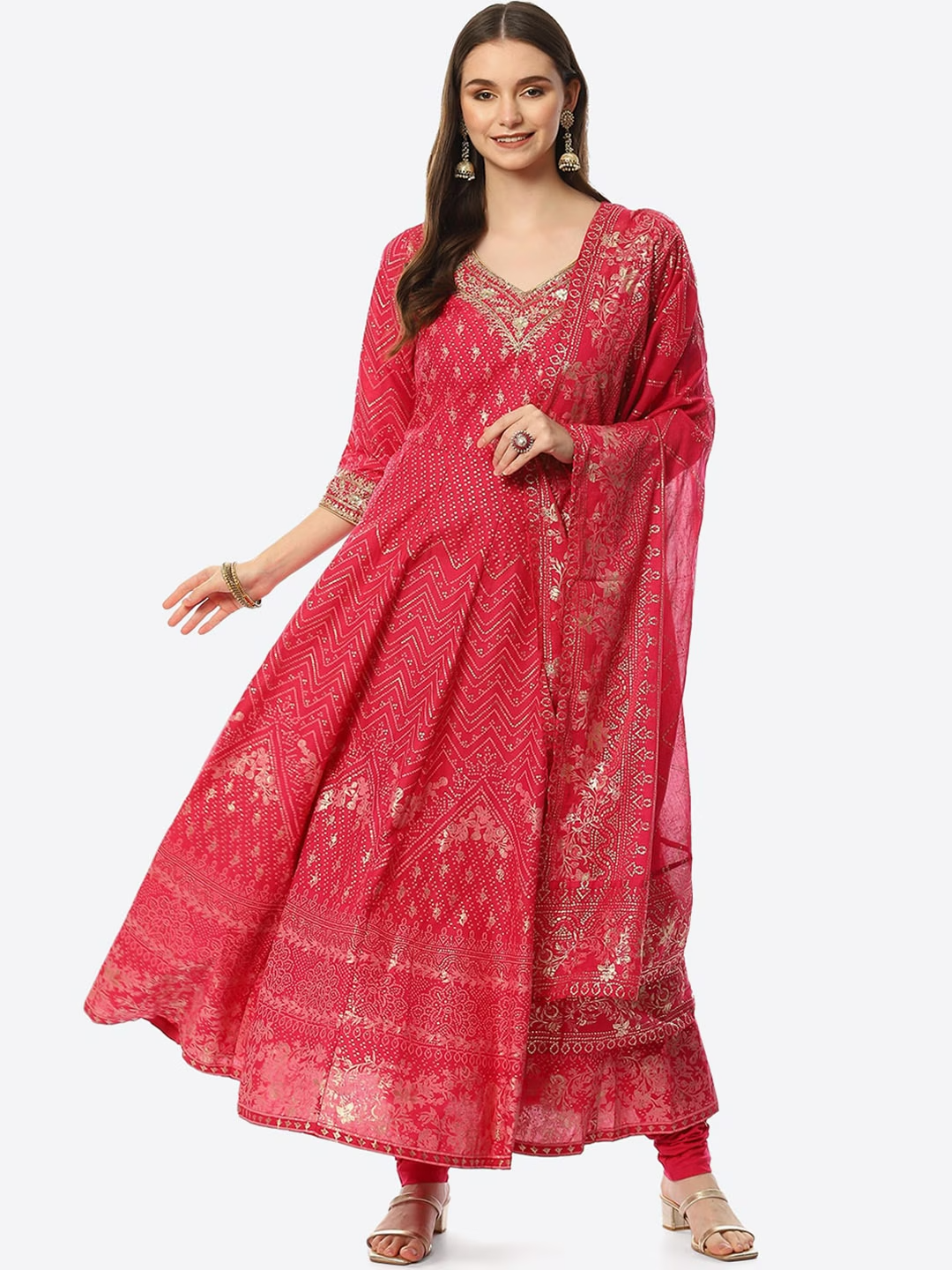Women Pink Ethnic Motifs Embroidered Salwar Suit