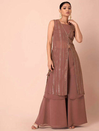 Dusty Pink Layered Sharara Pants