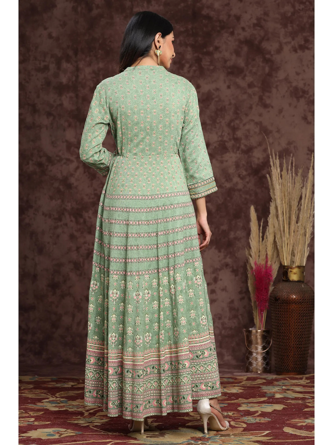 Rayon Embroidered Flared Dress
