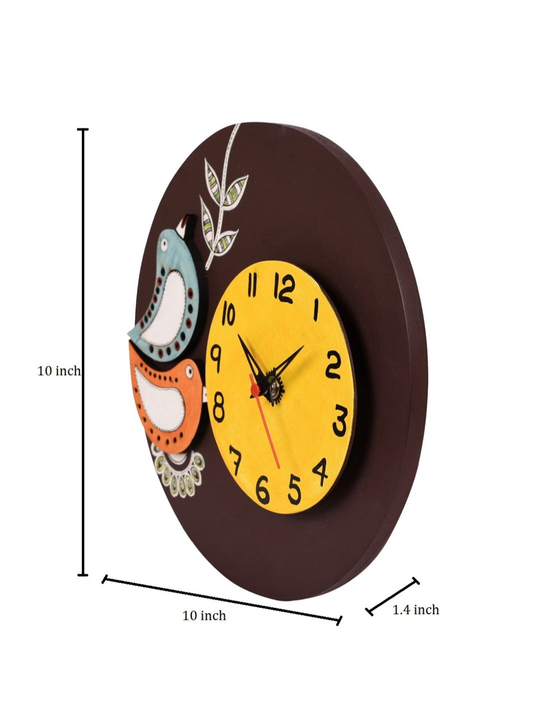 Brown Wooden Tribal Art Printed Round Analogue Wall Clock