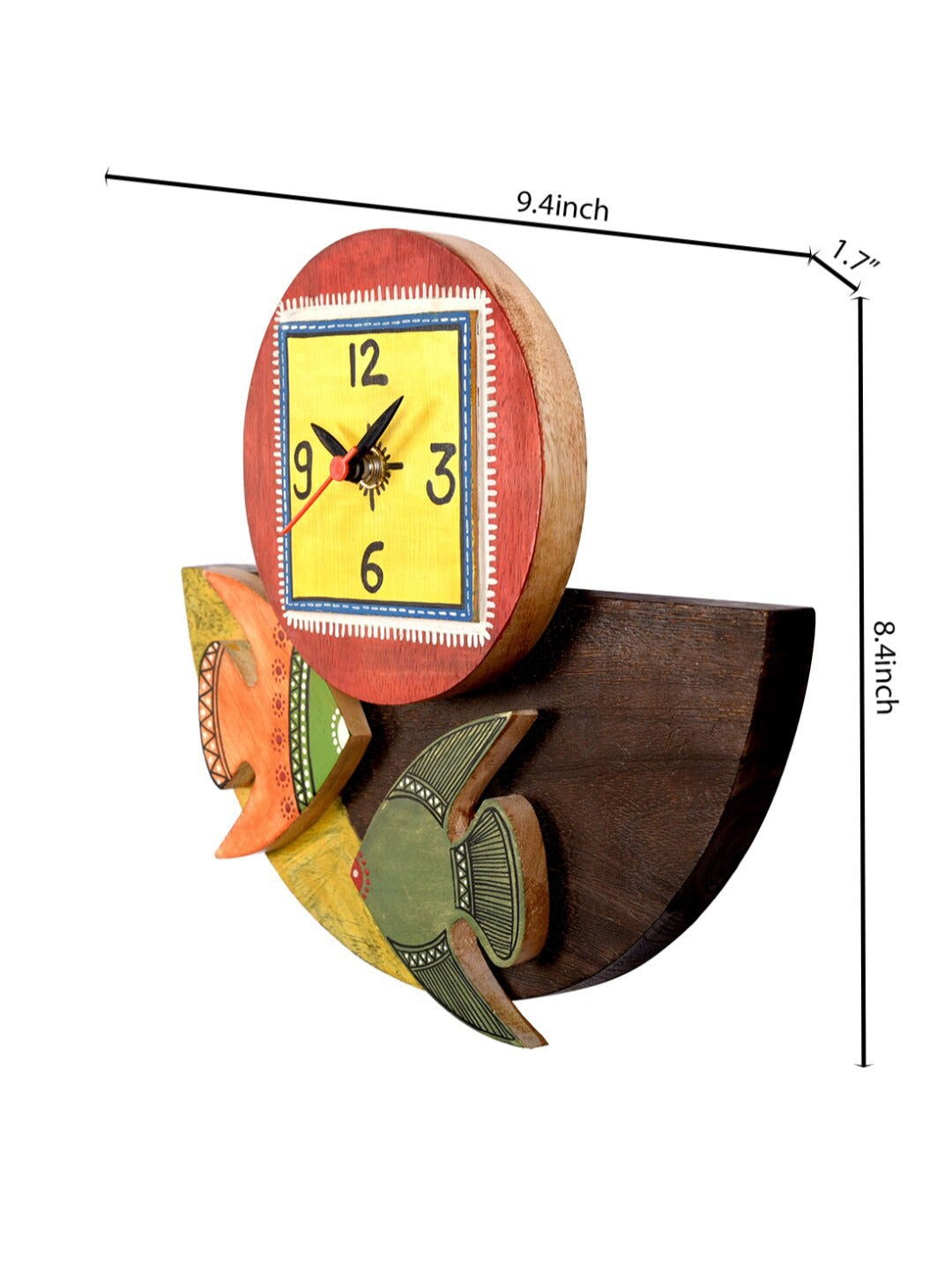 Multi-Coloured Wooden Tribal Art Abstract Analogue Wall Clock
